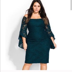 City Chic Mystic Lace Bell Sleeve Lacy Dress 18